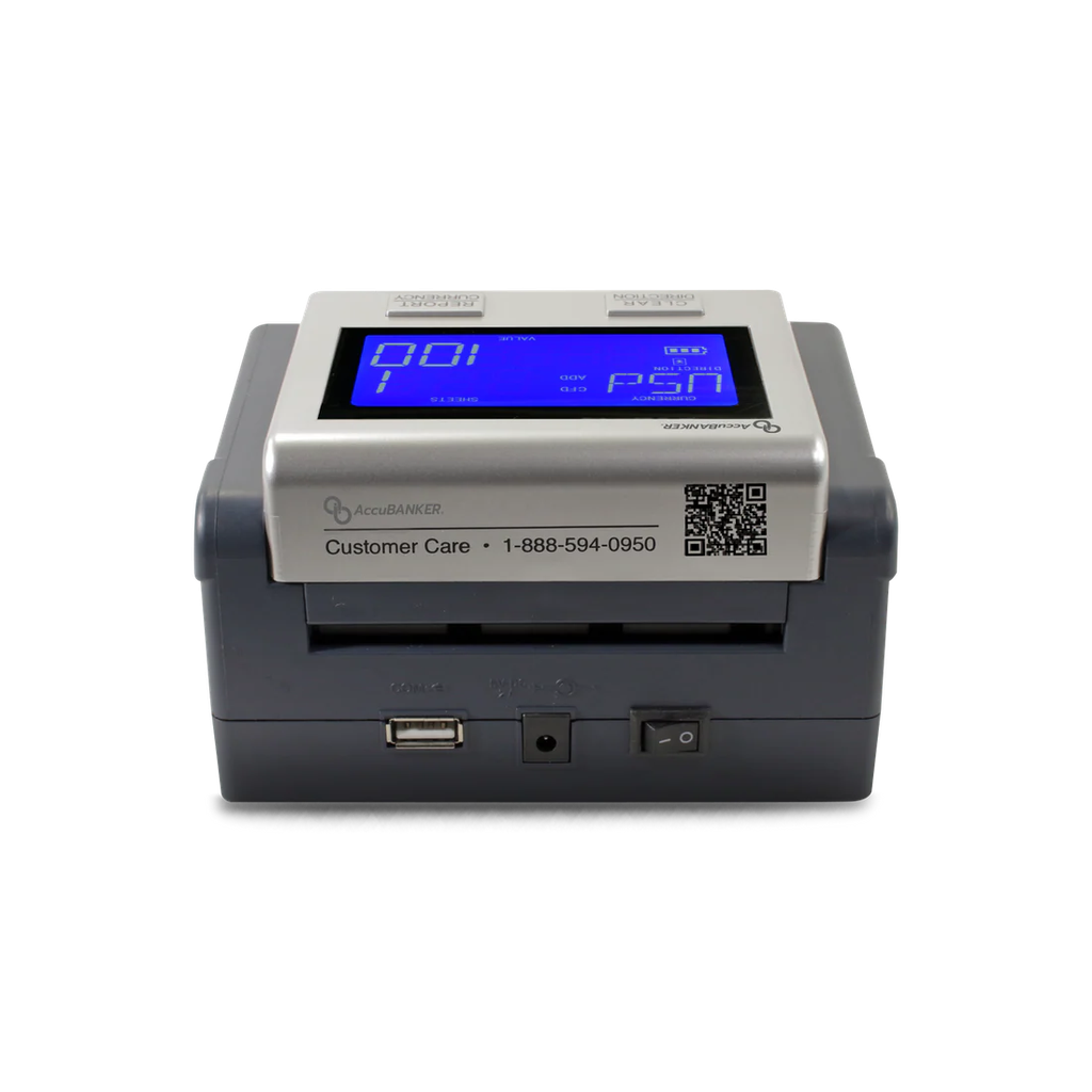 AccuBanker D585 Detector Automático de Billetes Falsos por Valor Multi-Monedas (MC).