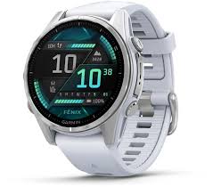 Garmin fenix 8 43 mm AMOLED, Silver with Whitestone Silicone Band.