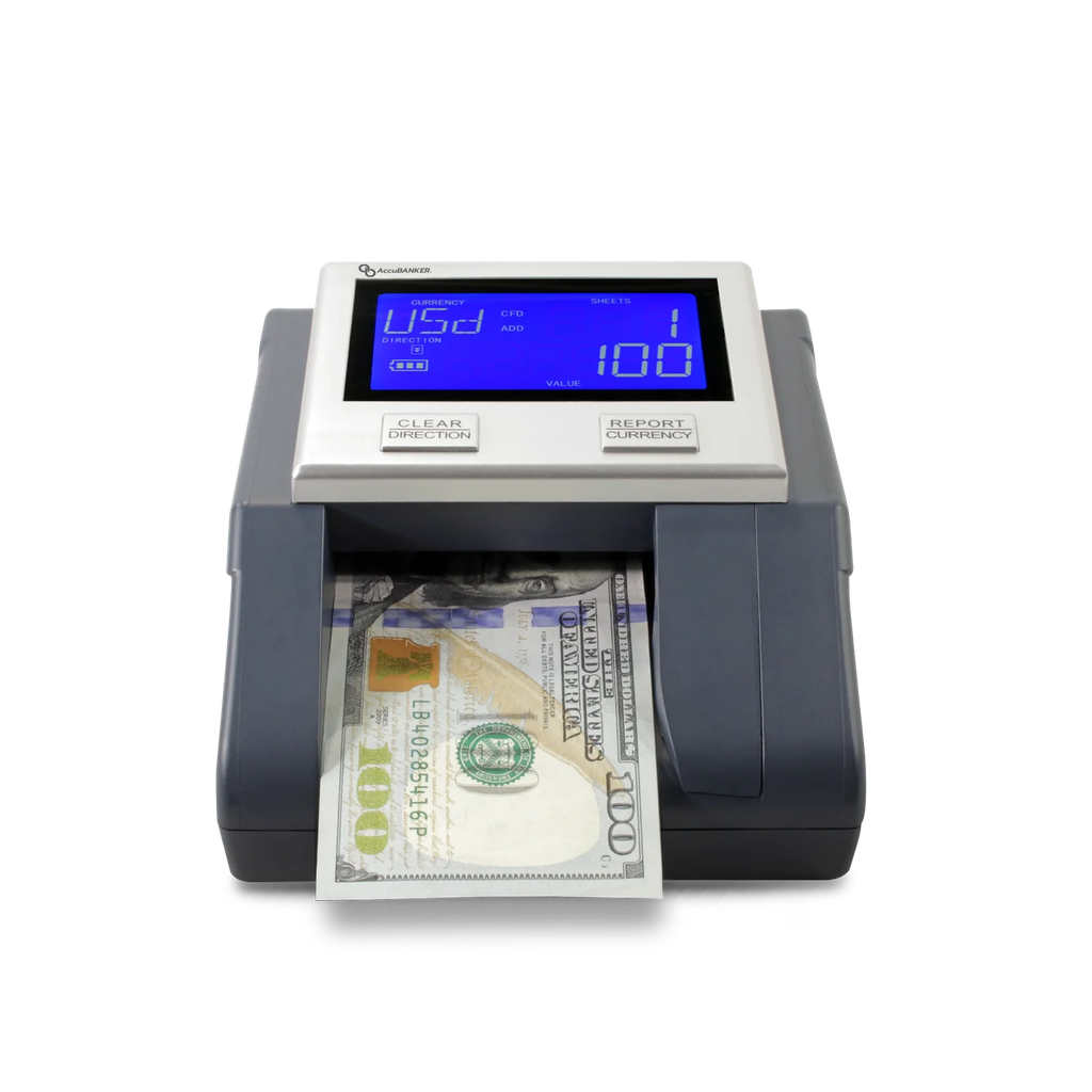 AccuBanker D585 Detector Automático de Billetes Falsos por Valor Multi-Monedas (MC).