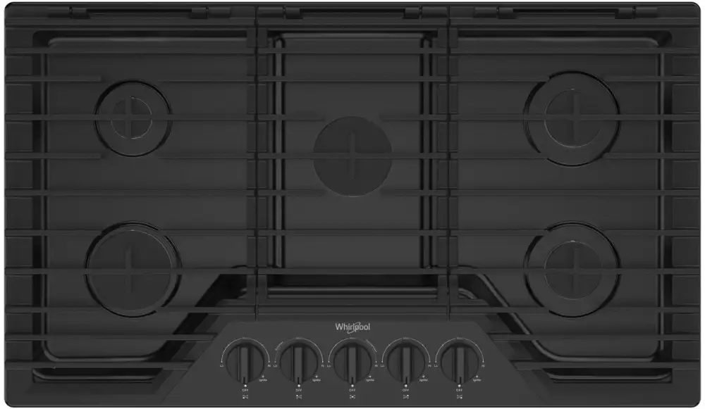 Tope a Gas Negro 5 Quemadores 36" Whirlpool