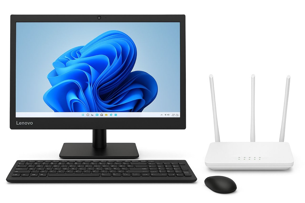Combo Regreso a Clases ALL IN ONE Lenovo. V130-20IGM (10RX0058UM), 19.5", Intel Celeron Dual-Core, 16GB, 512GB SSD, W11 - Router AC1300 Dual Band Gigabit