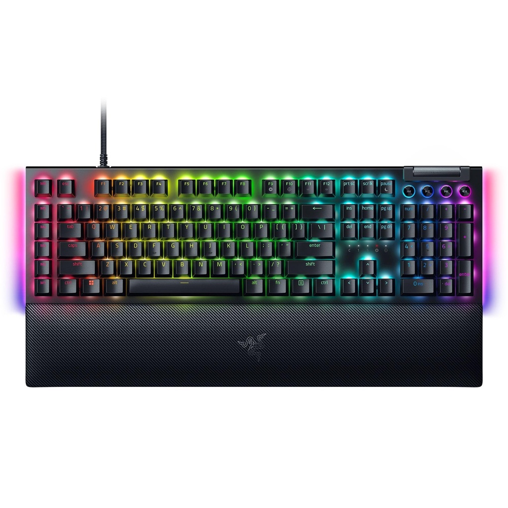 Teclado Mecanico Gaming Razer BlackWidow V4 Green Switches Tactile & Clicky - Chroma RGB - 6 Macro Keys - Magnet ic Wrist Rest - Doubleshot ABS Keycaps - Roller & Media Keys - Snap Tap