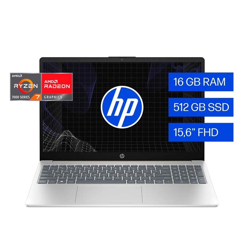 Laptop HP 15-fc0275la, AMD Ryzen 7 7730U, 16GB, 512GB SSD, 15.6", US, W11.