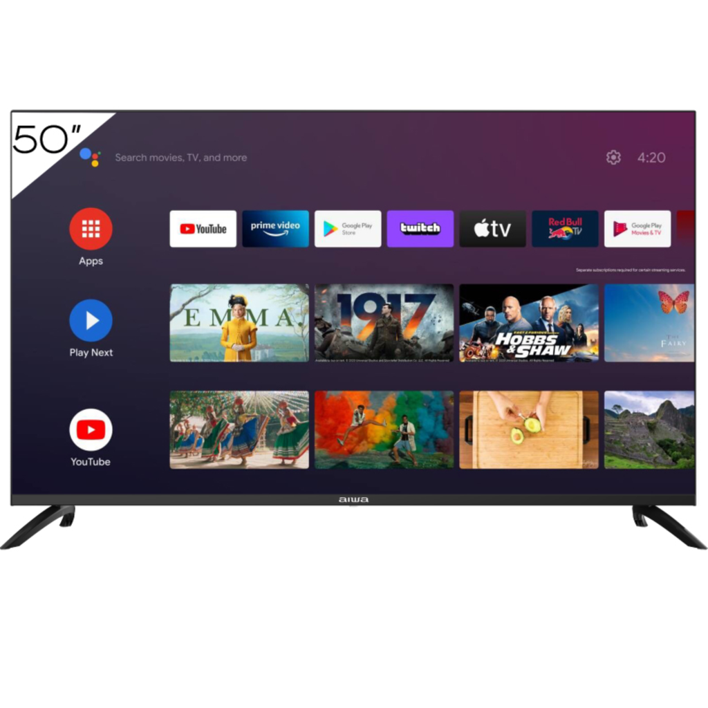 Aiwa 50", 4K Smart TV, Google TV.