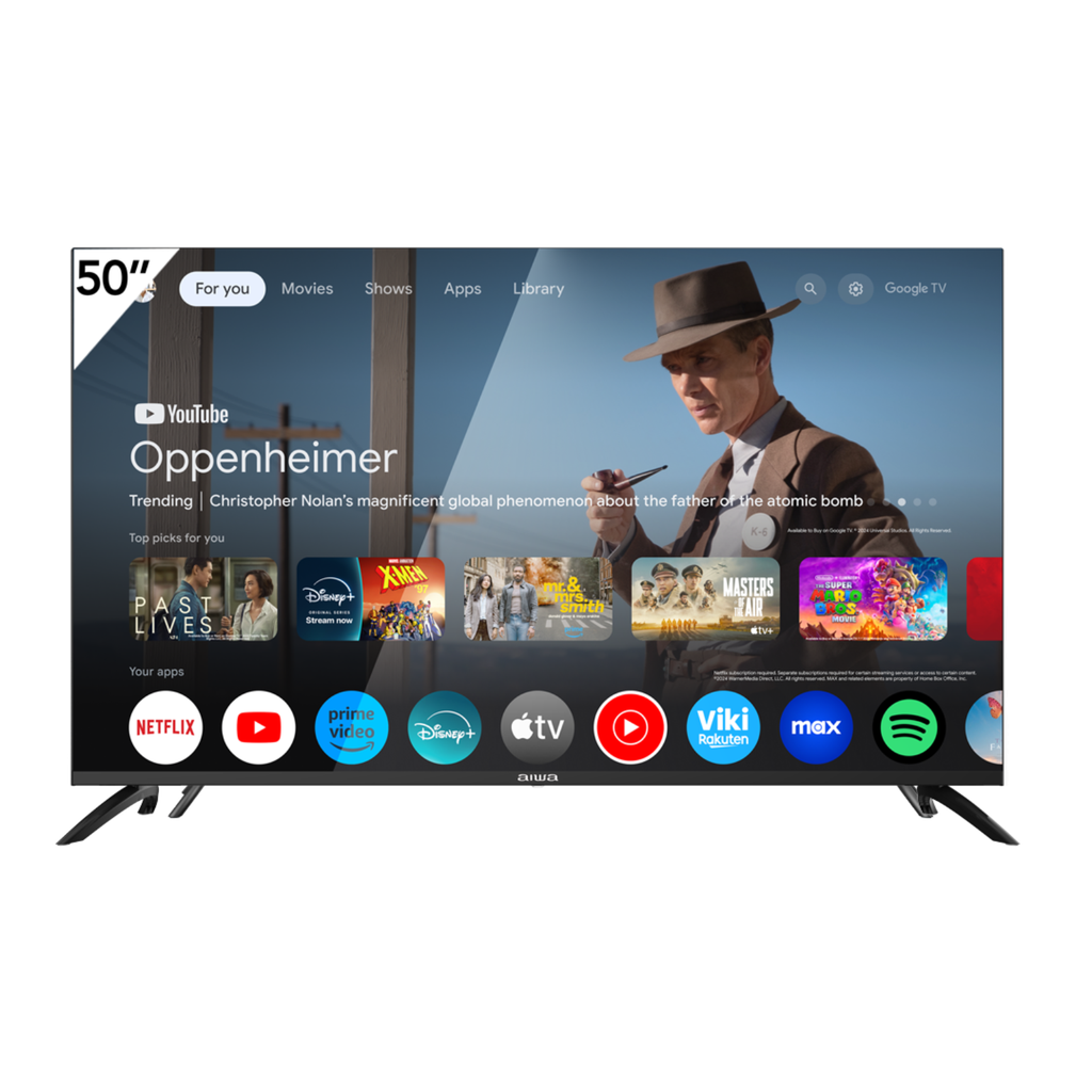 Aiwa 50", 4K Smart TV, Google TV.